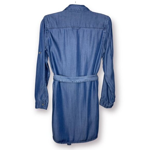 Velvet Heart Size S Anita Tencel Blue Chambray Button Down Casual Shirt Dress - Picture 8 of 12
